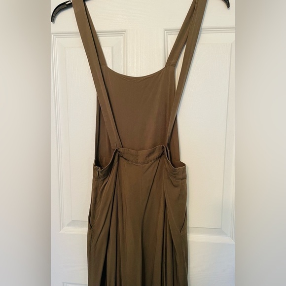 FOREVER 21 Green Pleated Suspenders Wide Leg Jumpsuit Overalls Romper Size S - Picture 6 of 7